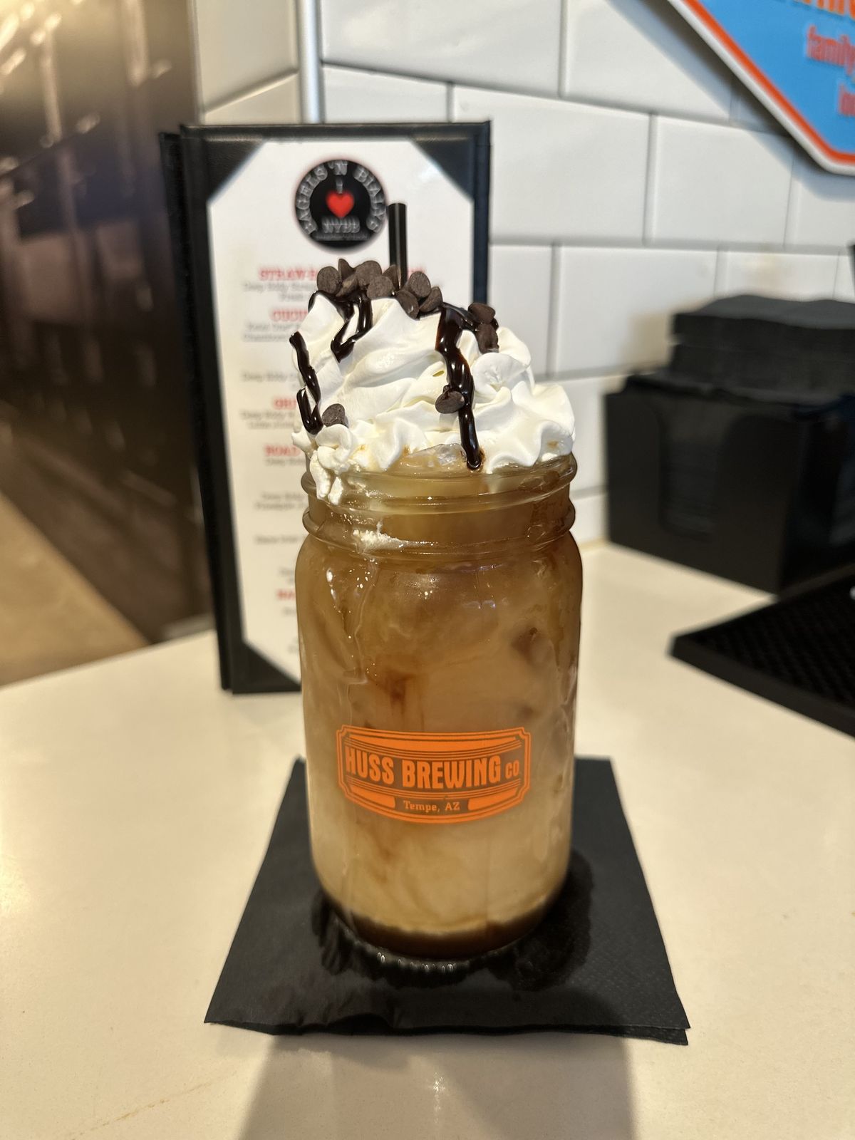 Iced espresso cocktail with whipped cream