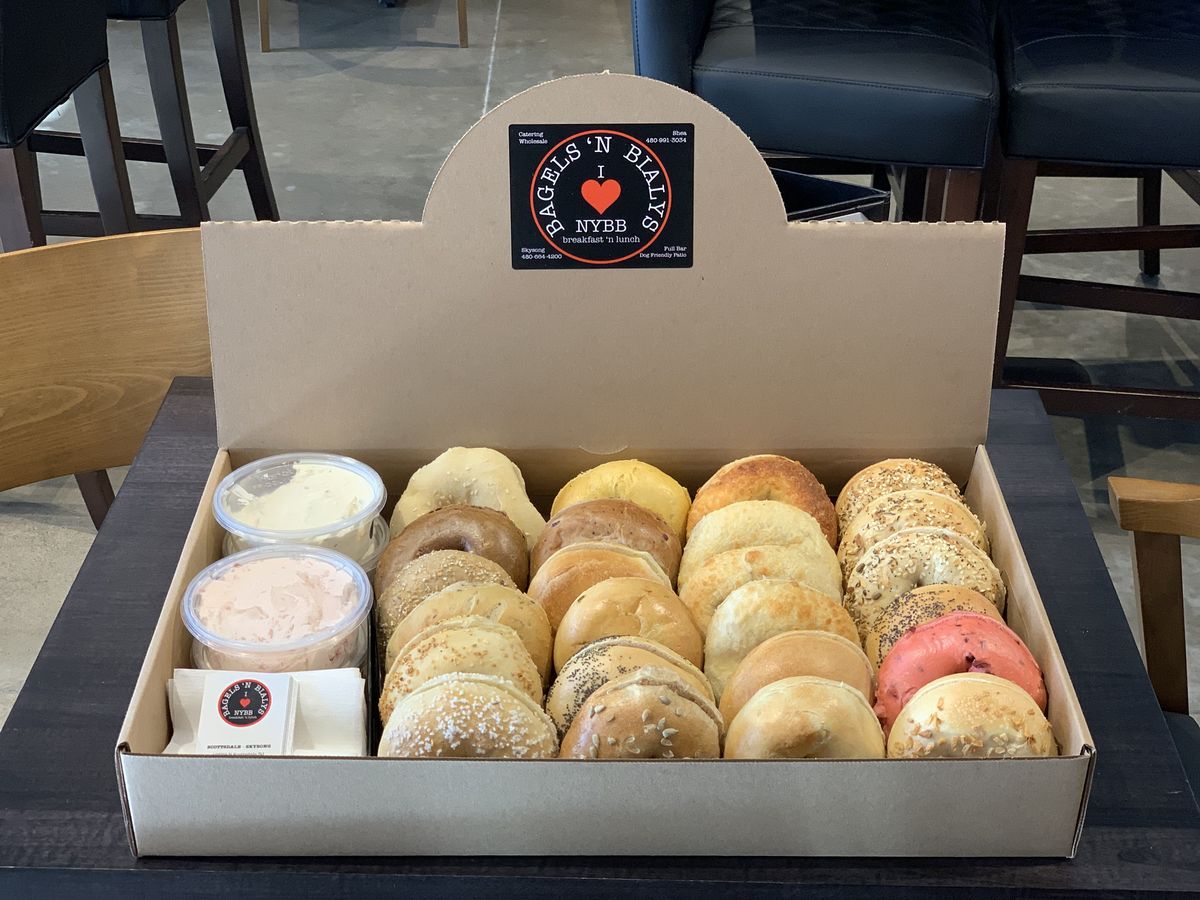 Assorted bagel box with cream cheese