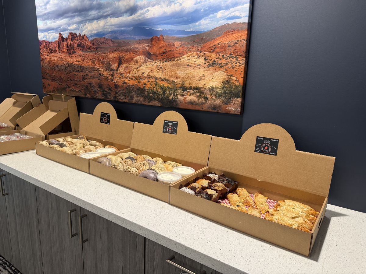 Catering boxes lined up and ready