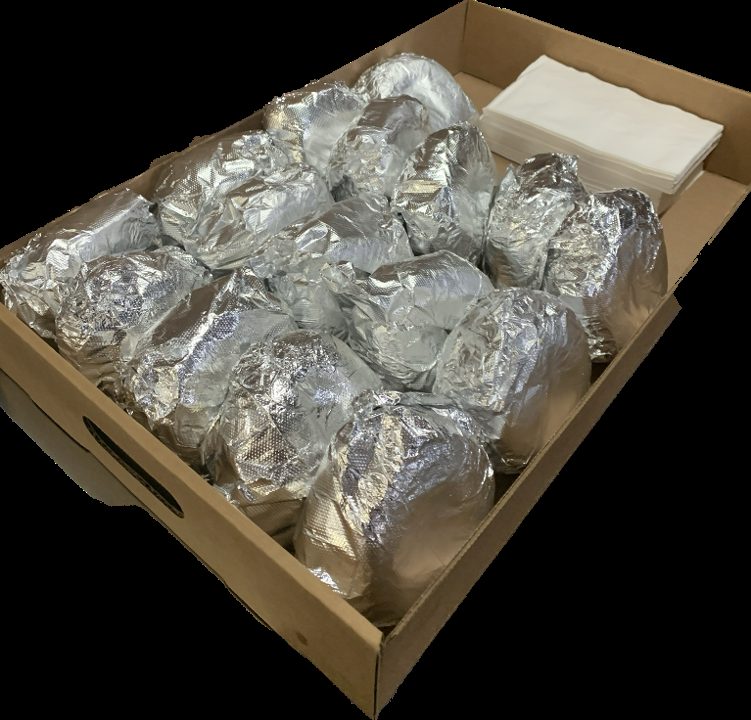 Box of foil-wrapped egg-a-bagels
