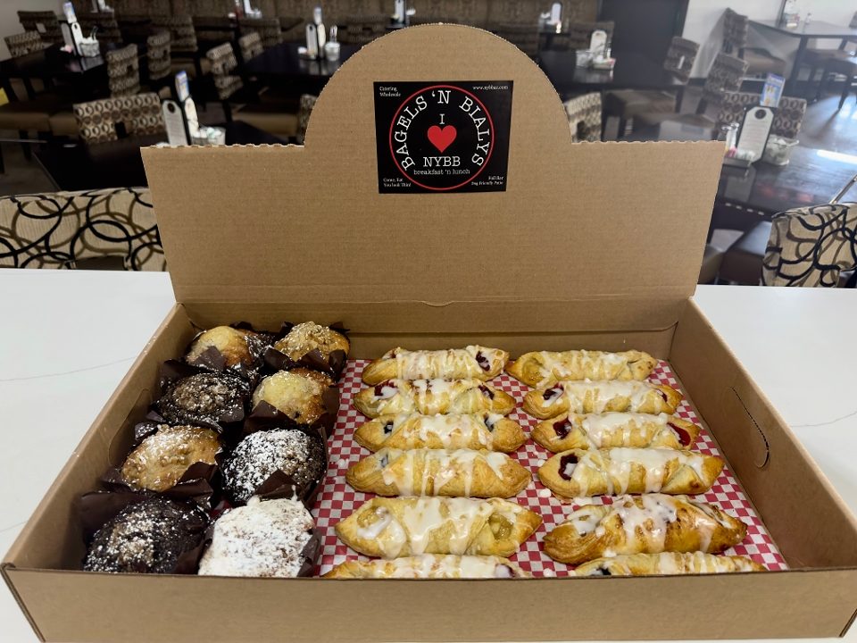 Box of muffins and pastries