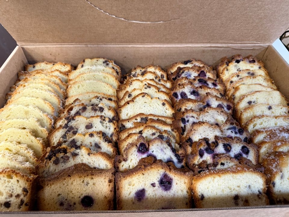Box of sliced pound cakes