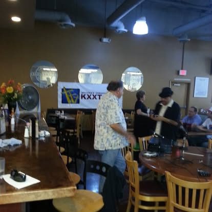 A radio broadcast set up in the dining room