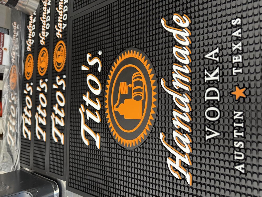 Tito's Handmade Vodka bar mats at the bar