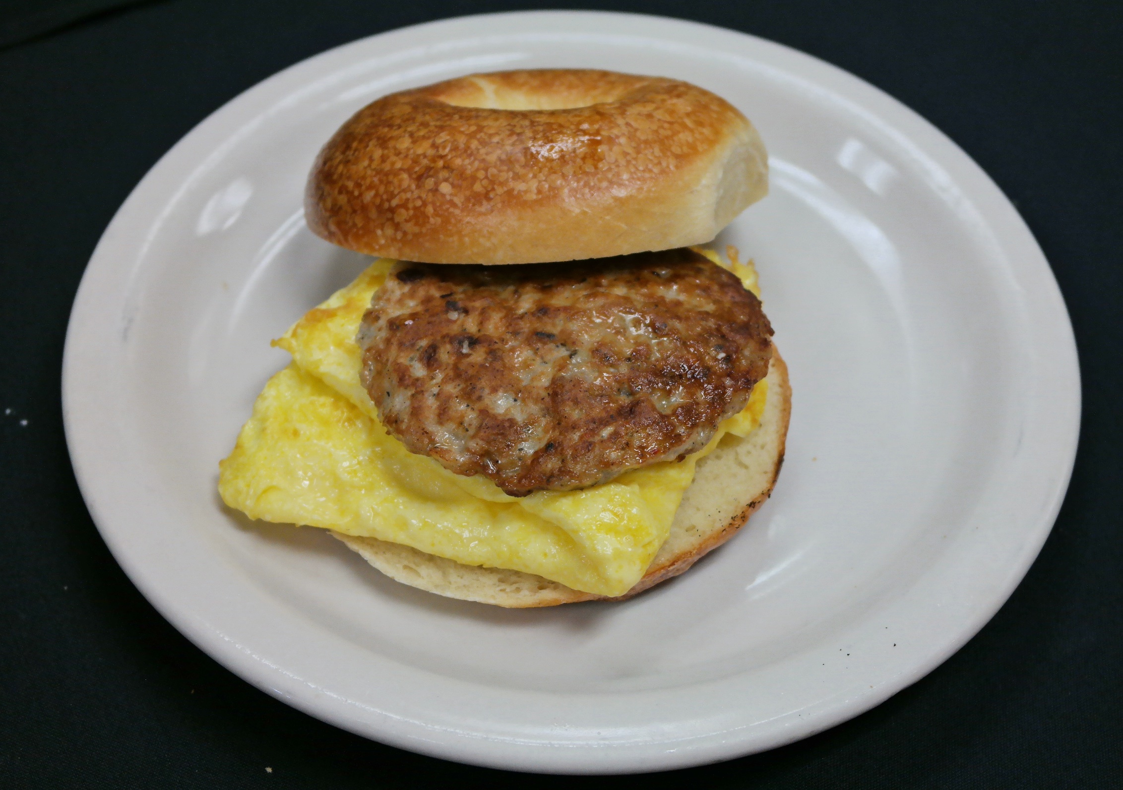 Sausage egg bagel sandwich