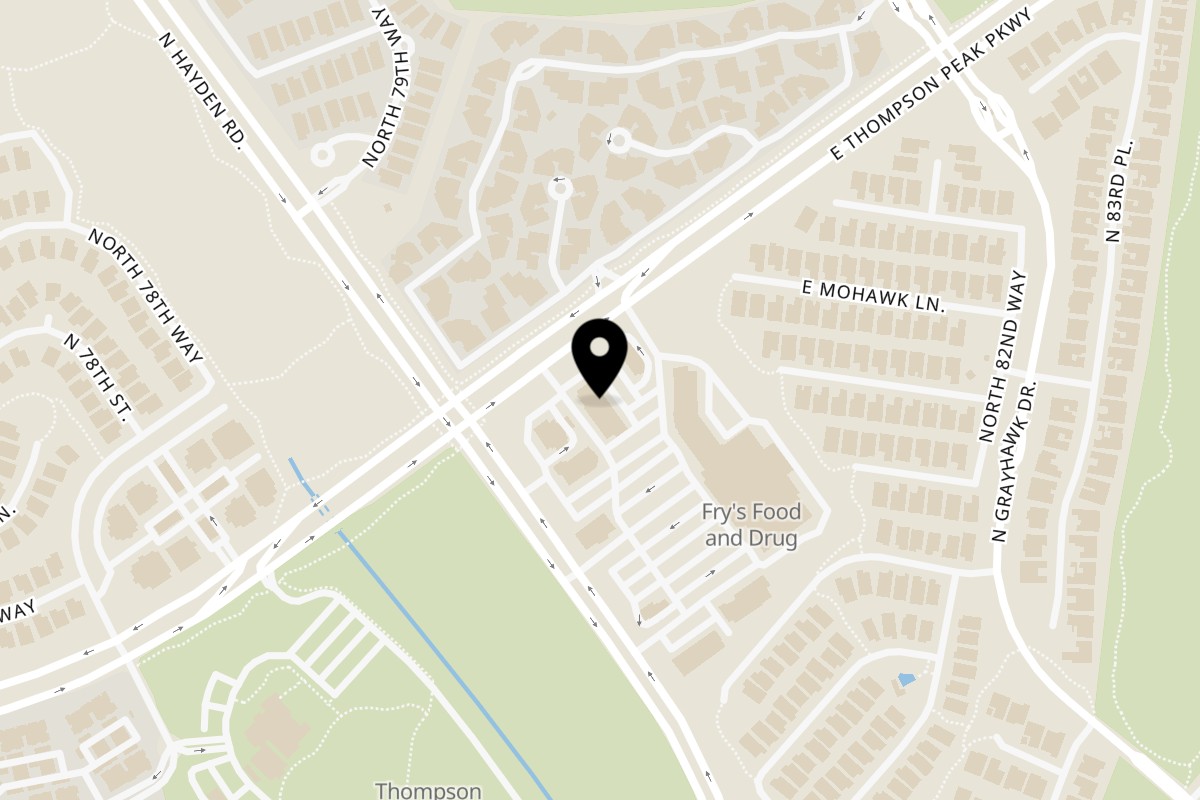 Map showing the location of New York Bagels `N Bialys Hayden Peak on 20567 Hayden Rd in Scottsdale